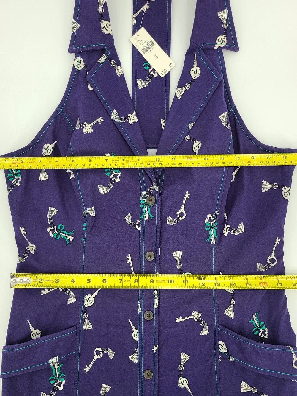 Anthropologie's Maeve Mini Halter Dress With Whimsical Key Print Size XL